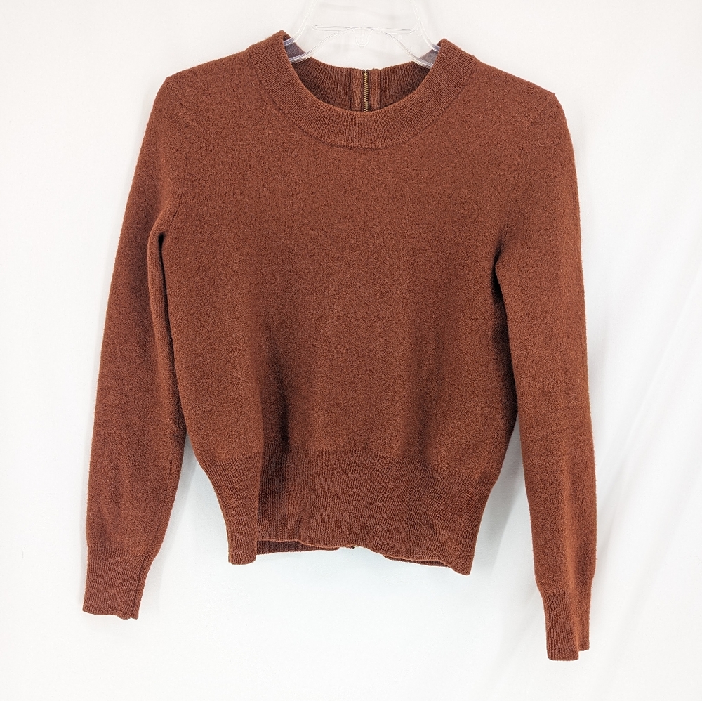 J.Crew Merino Wool Sweater Zipper Back Burnt Orange Size XXS
